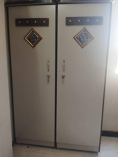 Bed with medicated mattress, 2 side table 2 door wardrobe, dressing