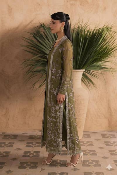 Open Gown cutdana work premium dress luxury party dress mehndi dress