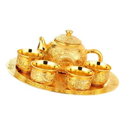 orignal kung fu teapot GOLD PLATED tea cup set brought from china