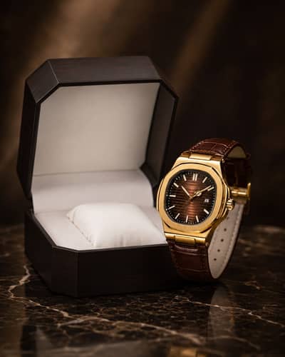 CASIRUI Luxury Gold Brown Quartz Watch with Box