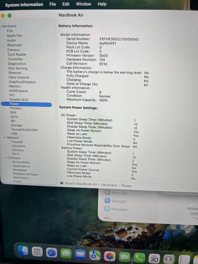 MacBook Air m4 16/256 13 inch 10/10 9cycles used