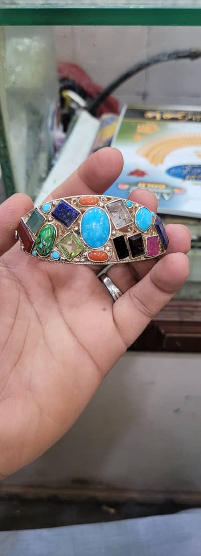 full real stone silver bracelet