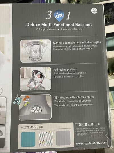 Mastela Deluxe 3in1 multi-factional Bassinet / Swing GREY COLOUR