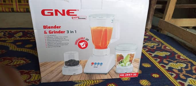 GNE Blender & Grinder 3 In 1 Powerful Kitchen Helper | Unbreakable Jar