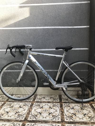 Road bike full raw aluminium body