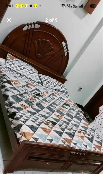 Sheesham Wooden Bed with Matress