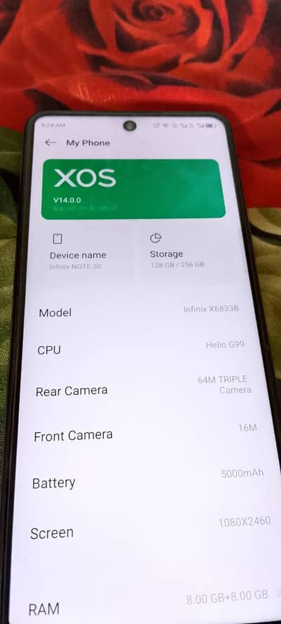 INFINIX Note 30 Urgent for sale 8+8/256  PTA APPROVED
