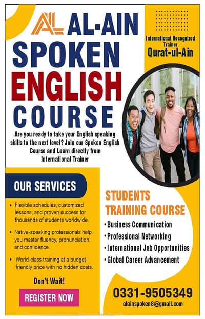 International Spoken English Course/ Foreign Qualified Female Teacher