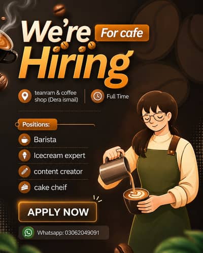 We Are Hiring Professionals & Helper | Cafe Job | Ice Cream Expert