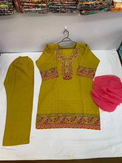 Multicolor Embroidered cotton lawn 3pcs set