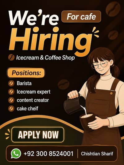 We Are Hiring Professionals & Helper | Cafe Job | Ice Cream Expert