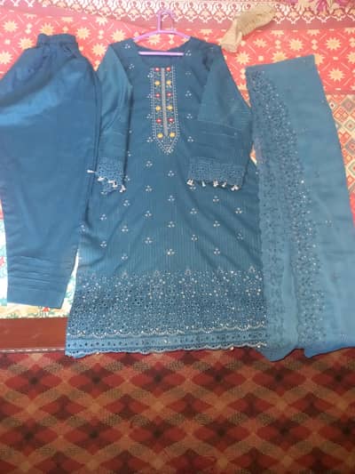 MTF chikankari embroidered dress