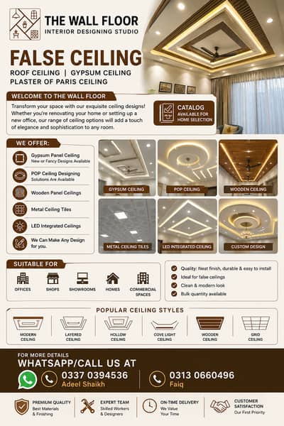 False Ceiling /Roof Ceiling / Gypsum Ceiling /Plaster of Paris ceiling