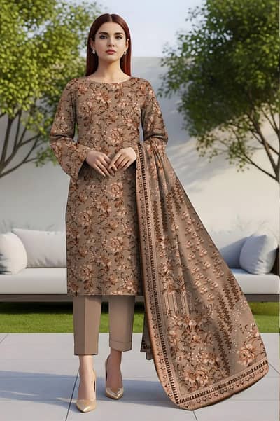 3-Piece Printed Lawn Suit for Women Eid Wedding Wear (unstitched)
