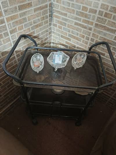 glass serving trolley