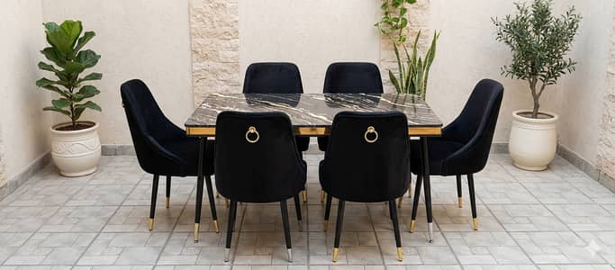 6 seater dining table/UV top table/restaurant dining set/café chairs
