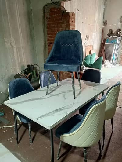 6 seater dining table/UV top table/restaurant dining set/café chairs