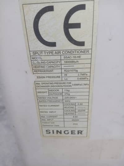 non inverter good cooling singer brand 03114251293