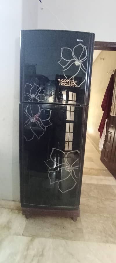 Orient black glass door refrigerator