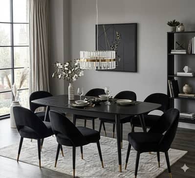 6 seater dining table/UV top table/restaurant dining set/café chairs
