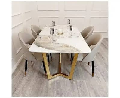 6 seater dining table/UV top table/restaurant dining set/café chairs