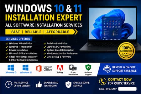 Windows 10/11 Installation | Software & Laptop Repair | Fast Service