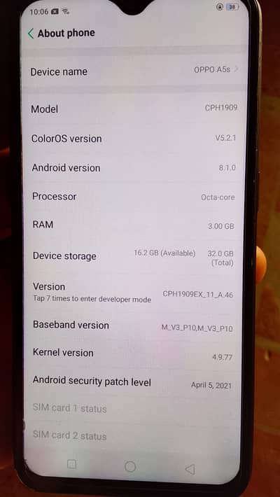 Oppo a5s good condition one and you all ok charger with box