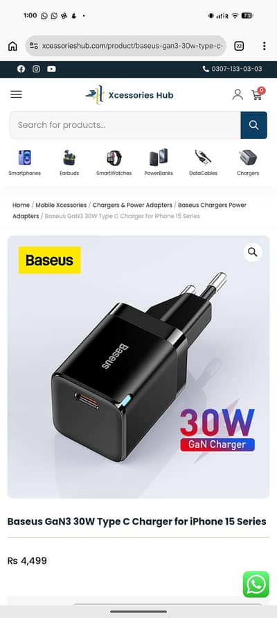 Baseus 30W type C charger