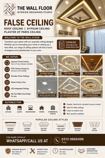 False Ceiling /Roof Ceiling / Gypsum Ceiling /Plaster of Paris ceiling