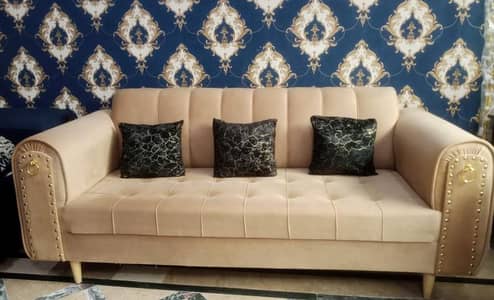 Brand New 7 Seater luxury sofa set | velvet beige | Limited stock