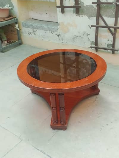 Wooden Coffee table with Glass Top