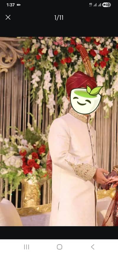 Dulha sherwani/wedding groom sherwani/with khusa/kula ful set for sale