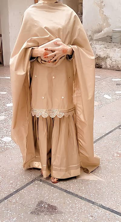 3 Piece stitched Golden Garara Set for Sale