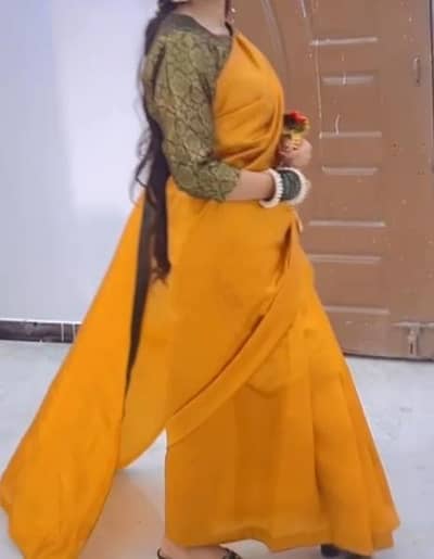 2 Piece Stitched Saree for Mehndi Function