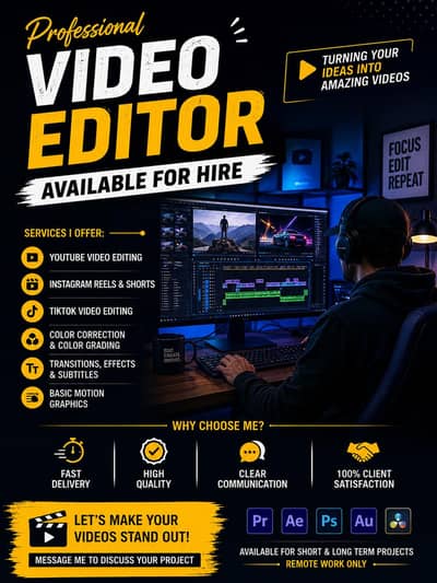 Video Editor Available for Hire | Freelance & Remote Work