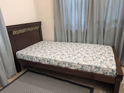 Pure wooden single bed with new molty foam brand new
