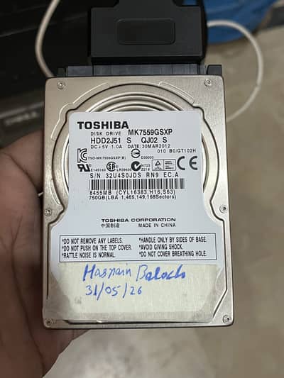 Toshiba Laptop Hard Drive 2.5" 1TB & 750GB SATA HDD For Sale