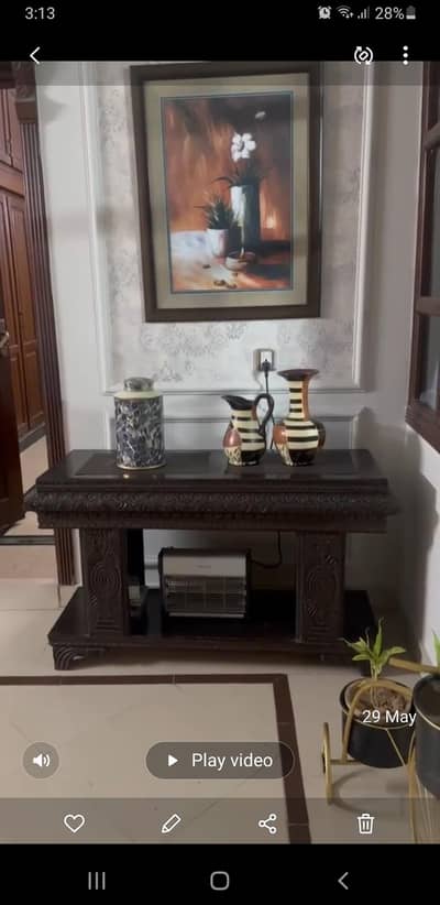 solid wood cosole table is available