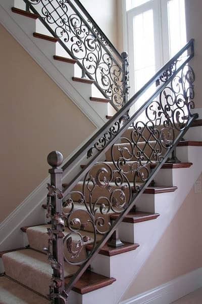 Wrought iron railing-Stairs-stair railing design-grills-cut work
