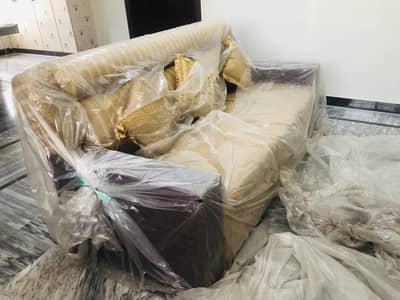 New 5 seater sofa with glass table for sale