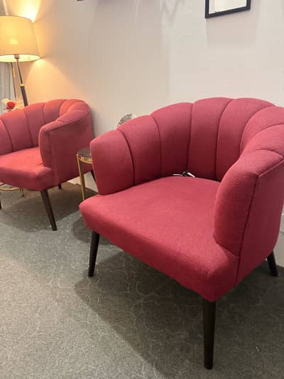 2 x Single Seater Ottoman Style Chairs in Maroon