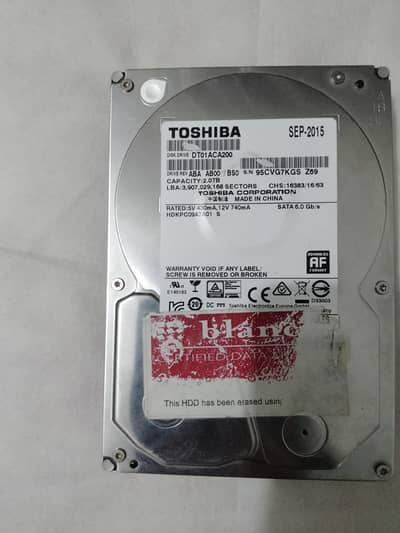 2TB Toshiba Internal Hard Drive for Desktop with 100% health