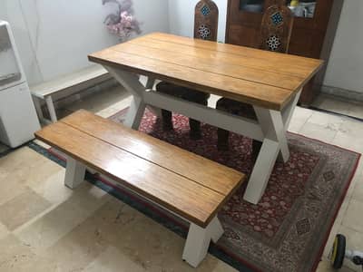 Dining Table with 2 Charis and 1 Stole