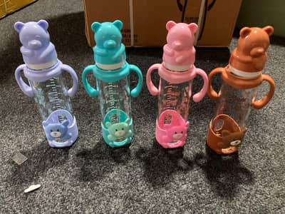 Teddy Bear Glass Baby Feeder 240ml | Borosilicate Glass,