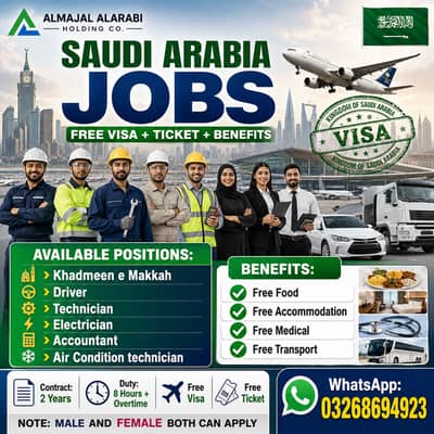 Vacancy in Saudi Arabia Company for Pakistanies, Urgent Jobs in Saudia