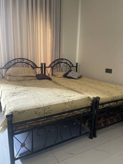 Wrought Iron Set - 2 Single Beds, 2 Side Tables, dressing with mirror