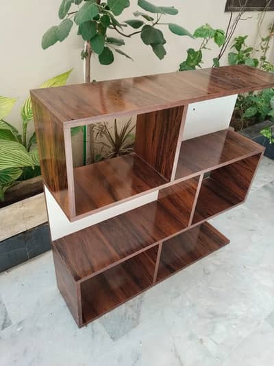 Elegant S-Shape Wooden bookshelf | Premium Rosewood Finish
