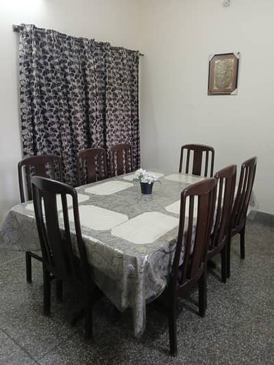 Wooden Dining Table with 8 Chairs for sale