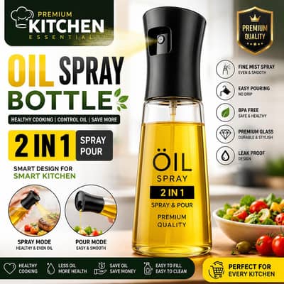  Premium Glass Oil Spray Bottle -2 in 1-Kitchen Essential -Healthy. .