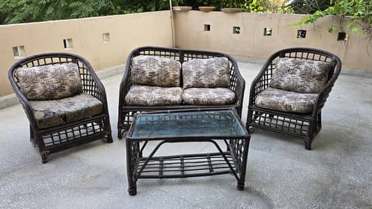 4 seater cane sofa set with table